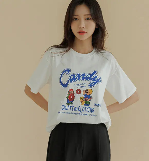 Candy's Kitsch Printing Short Sleeve T-shirt